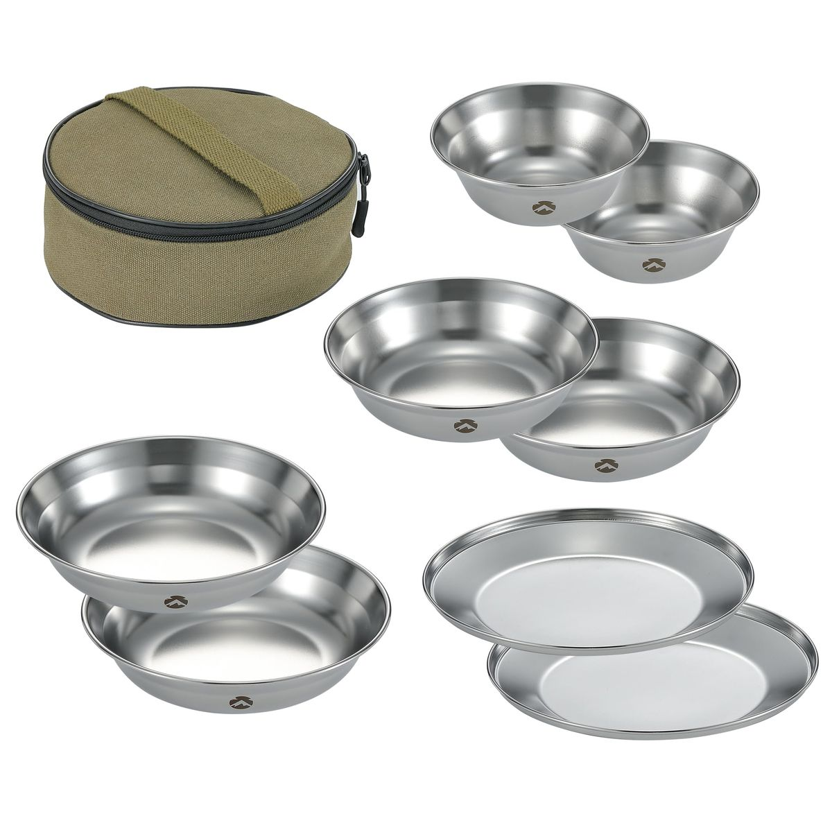 Premium Stainless Steel Camping Mess Kit – 8-Piece Outdoor Tableware Set with Zippered Carrying Case