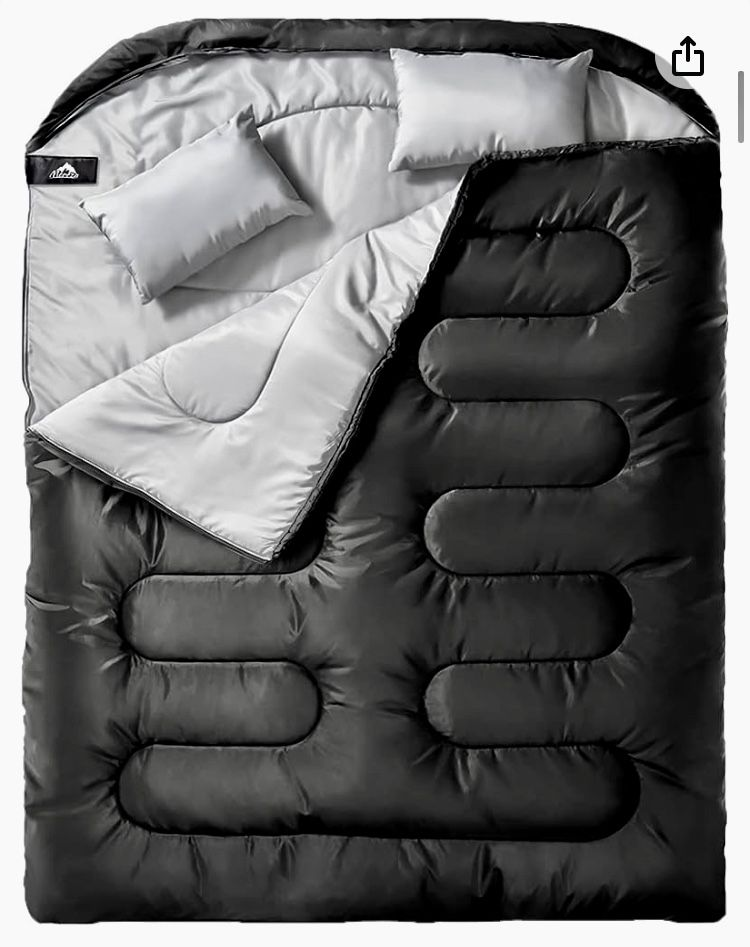 Premium Double Sleeping Bag for Camping – 3-Season Waterproof 2-Person Sleeping Bag with 2 Pillows